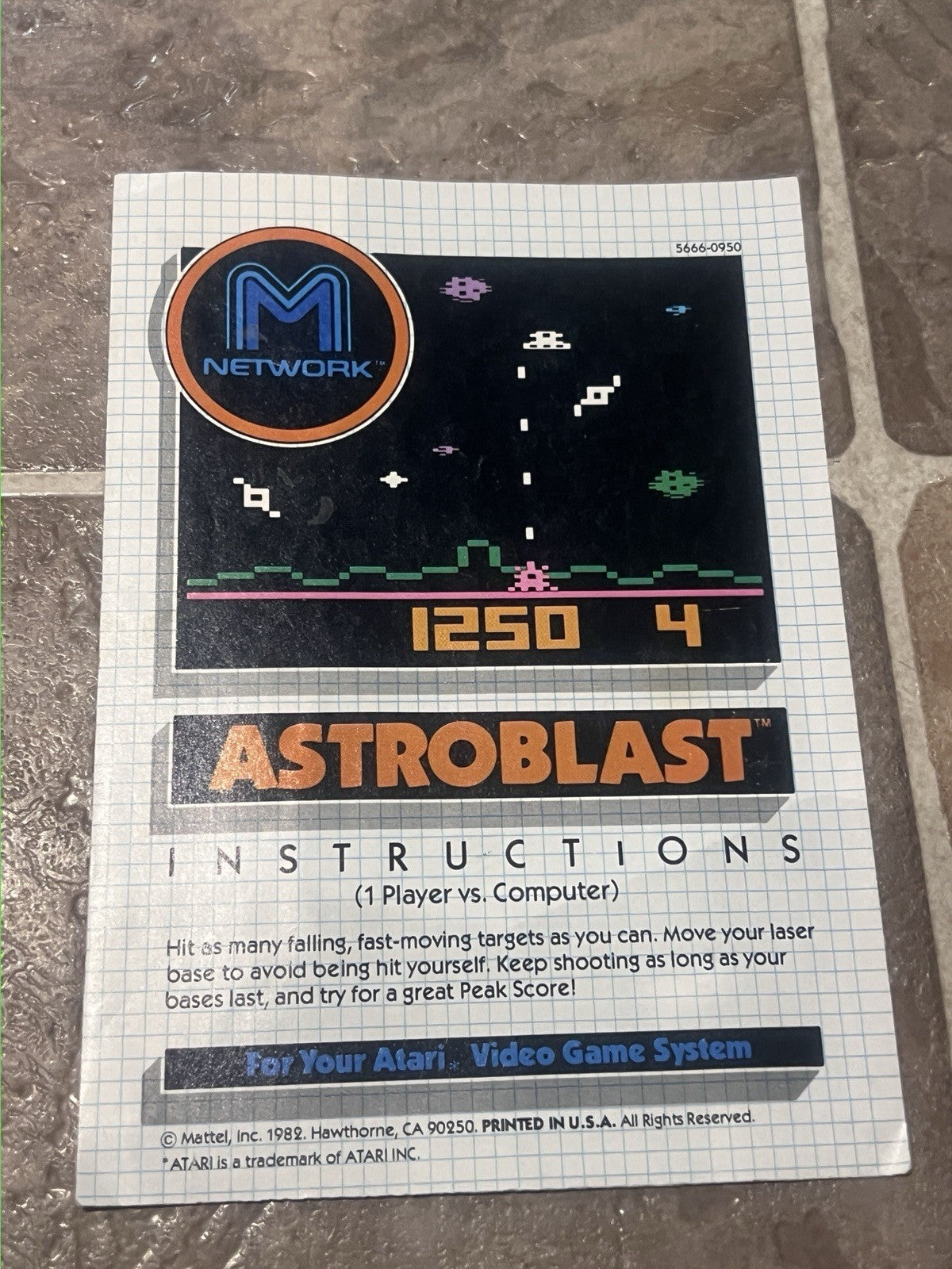 Astroblast (Atari 2600, 1982) MANUAL ONLY