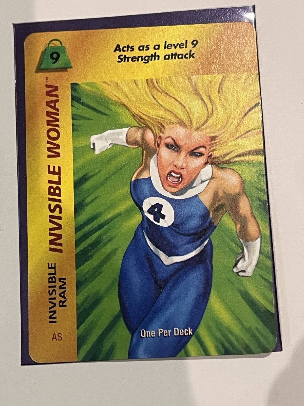 1995 Fleer Marvel OverPower Invisible Woman Invisible Ram Level 9 Strength