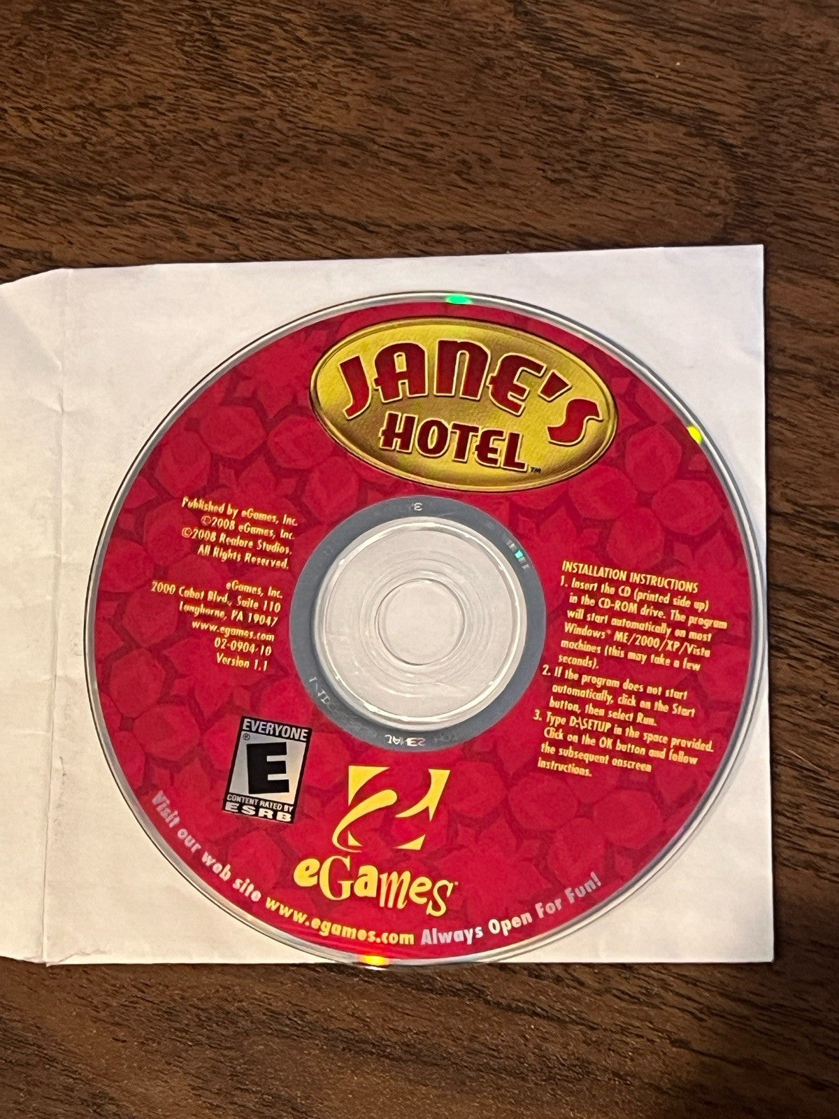 Jane's Hotel PC Game Software Disc Only