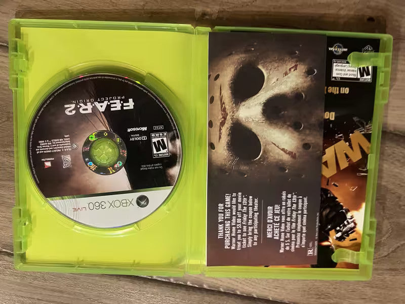 F.E.A.R. 2 Project Origin (Microsoft Xbox 360, 2009) NO MANUAL